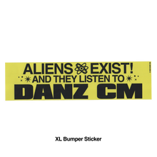 Load image into Gallery viewer, Danz CM - Aliens Exist! Bumper Sticker [11.5" X 3" XL, Yellow]
